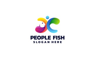 People Fish Colorful Logo Style