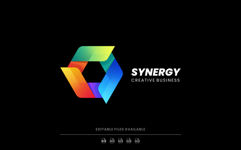 Synergy Hexagon Gradient Colorful Logo Logo Template