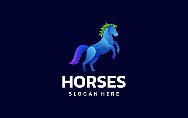 Horses Gradient Logo Style Logo Template