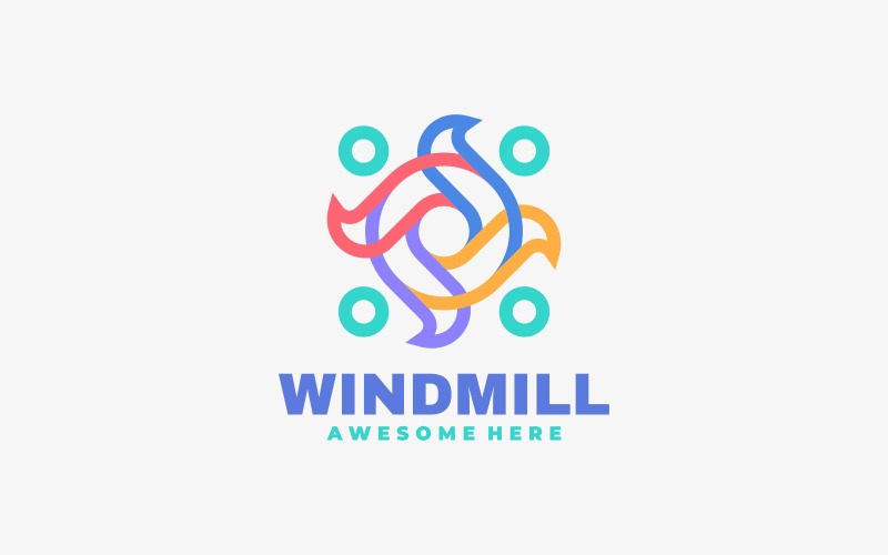 Windmill Line Colorful Logo Logo Template