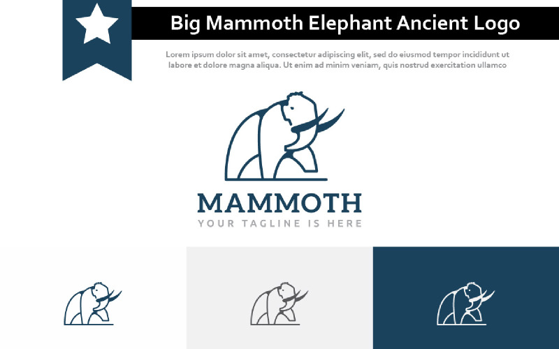 Big Mammoth Elephant Ice Age Ancient Animal Line Logo Logo Template