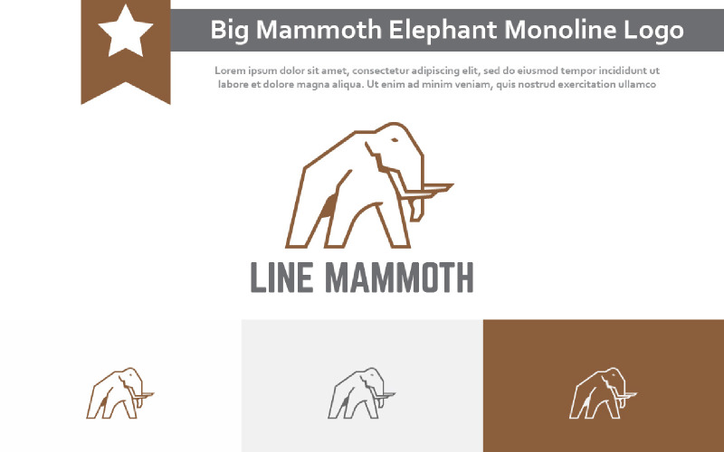Big Mammoth Elephant Ice Age Ancient Animal Monoline Logo Logo Template