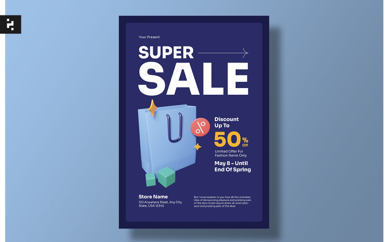 Super Sale 3D Flyer Template Corporate Identity