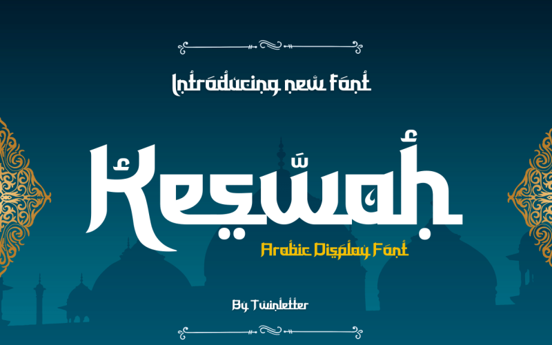 Keswah is a calligraphic display font inspired by the heritage of Middle Eastern typography Font