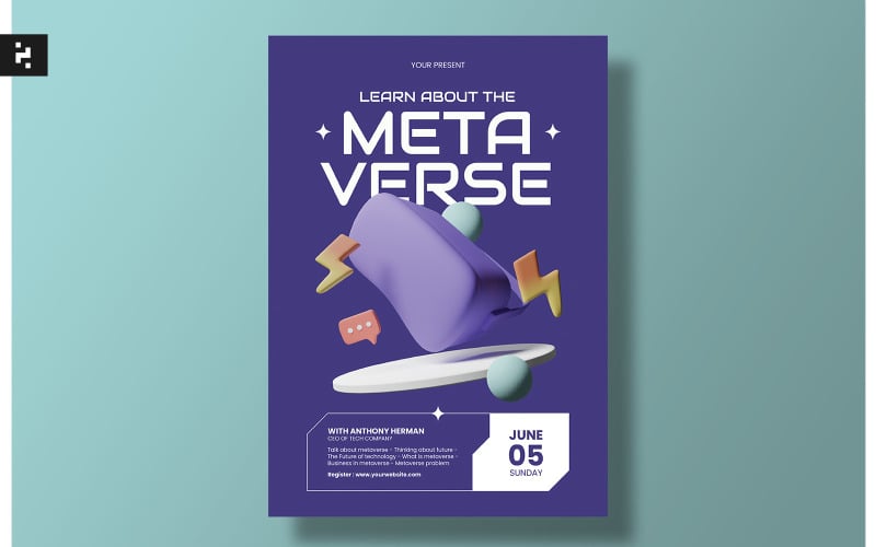 3D Metaverse Flyer Template Corporate Identity