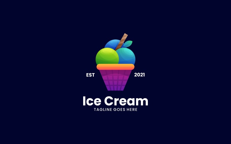Ice Cream Gradient Colorful Logo Design Logo Template