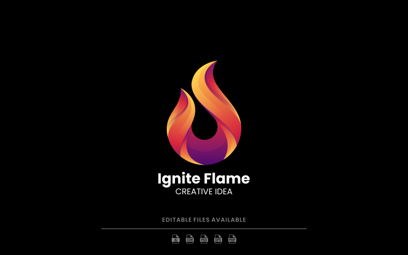Ignite Flame Gradient Logo Style Logo Template