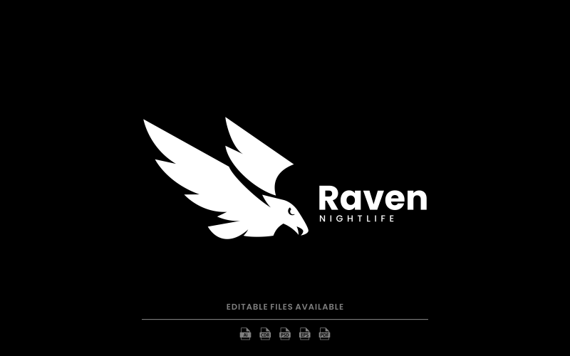 Raven Silhouette Logo Style Logo Template