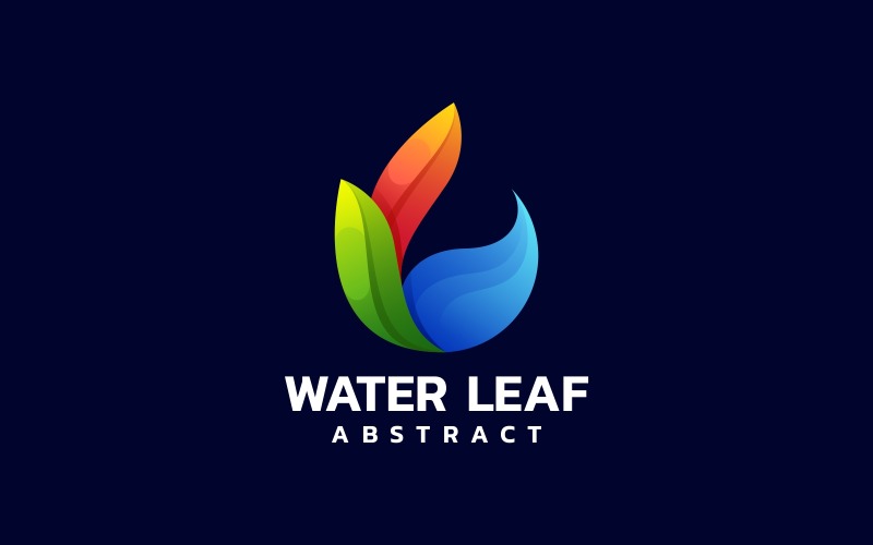 Water Leaf Gradient Colorful Logo Logo Template