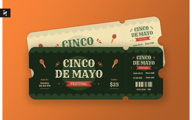 Cinco De Mayo Festival Ticket Template Corporate Identity