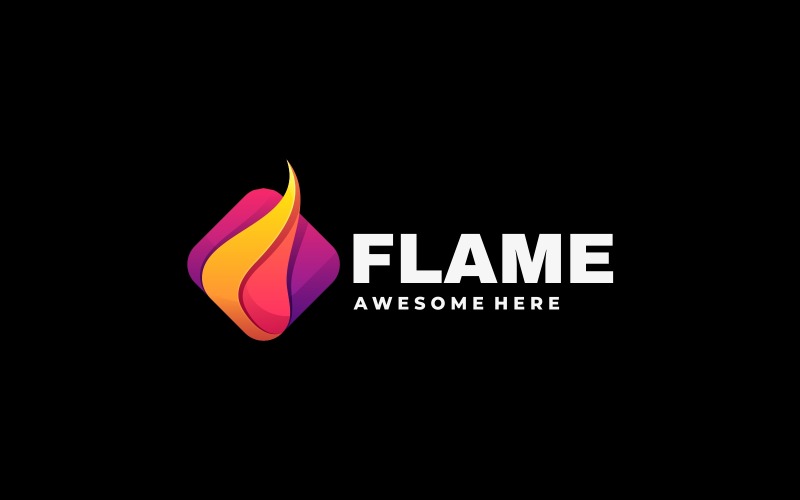 Flame Square Gradient Logo Logo Template