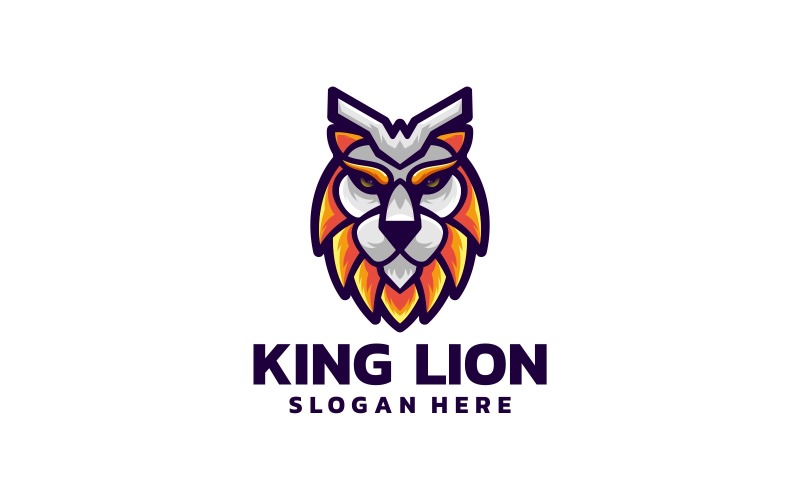 King Lion Simple Mascot Logo Logo Template