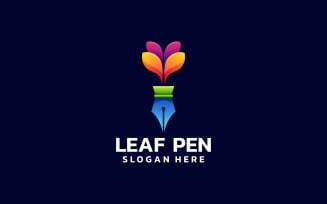 Leaf Pen Gradient Colorful Logo