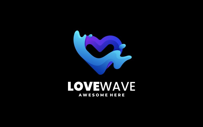 Love wave Gradient Logo Style Logo Template