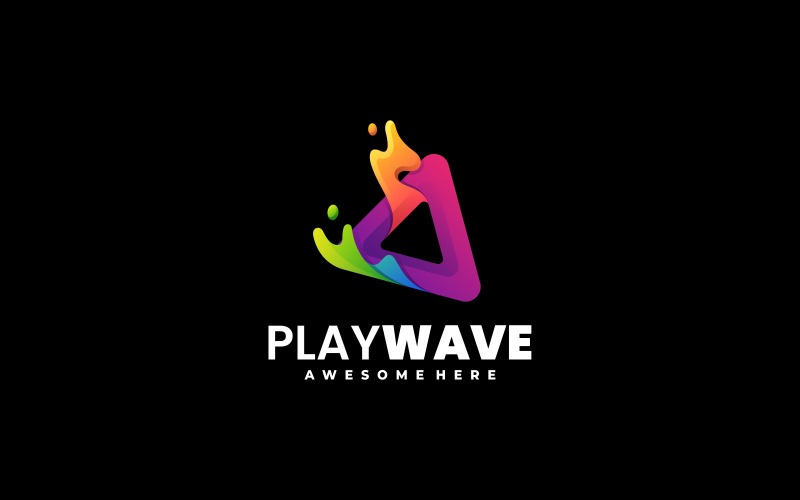 Play Wave Gradient Logo Style Logo Template