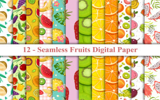Fruits Seamless Digital Paper, Fruits Background