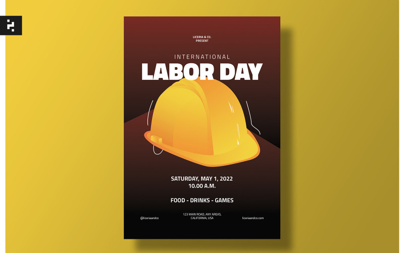 Labor Day Flyer Template - Art Deco Style Corporate Identity