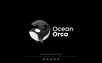 Ocean Orca Gradient Logo Style