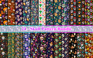 Skull Pattern Digital Paper, Skull Pattern, Skull Background