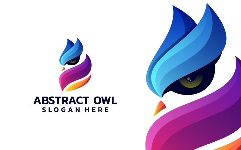 Abstract Owl Gradient Logo Design Logo Template