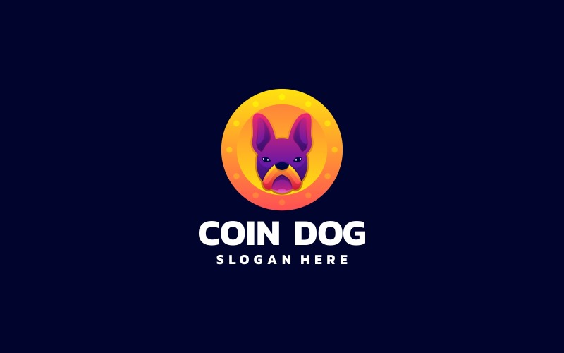 Coin Dog Gradient Logo Style Logo Template
