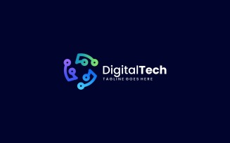 Digital Tech Line Gradient Logo Style