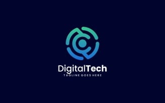 Digital Tech Line Gradient Logo