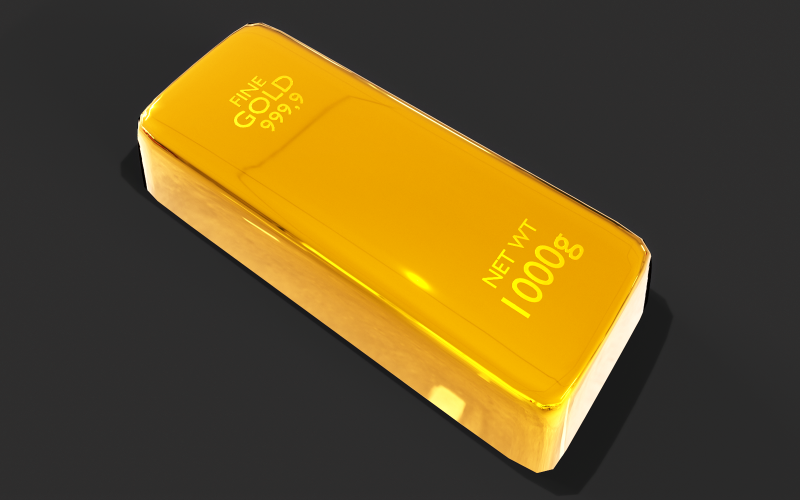 Fine Gold Bar Lowpoly 3D Model
