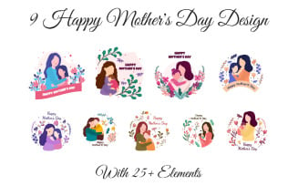 9 Happy Mother's Day Design with 25+ Elements