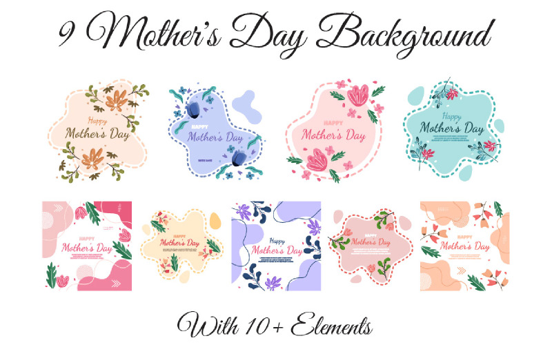 9 Mother's Day Background with 10+ Elements Illustration