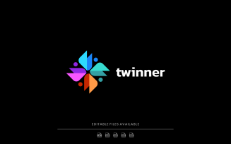 Abstract Twin Colorful Logo