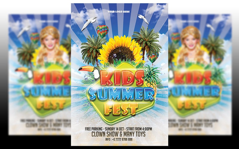 kids summer fest flyer template Corporate Identity