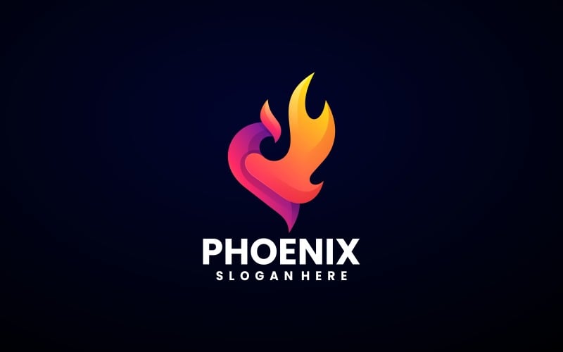Phoenix Fire Gradient Logo Design Logo Template