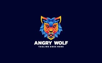 Angry Wolf Gradient Colorful Logo