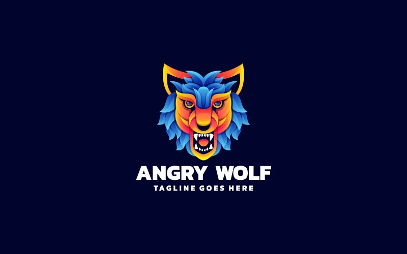 Angry Wolf Gradient Colorful Logo Logo Template