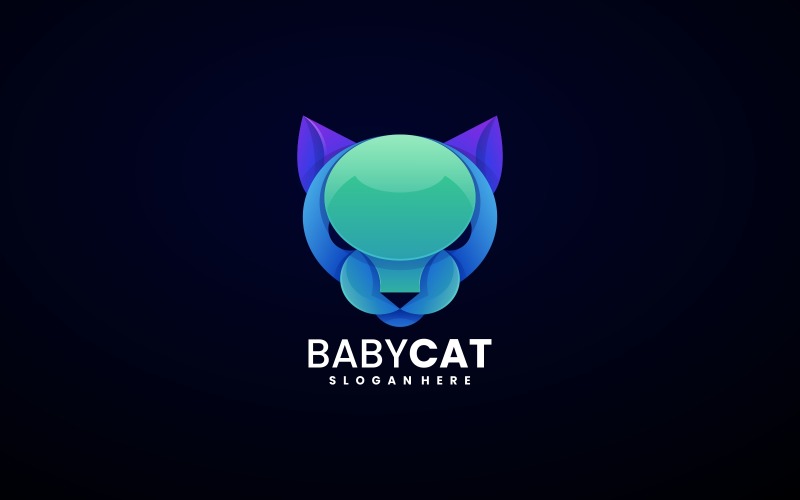 Baby Cat Gradient Logo Design Logo Template