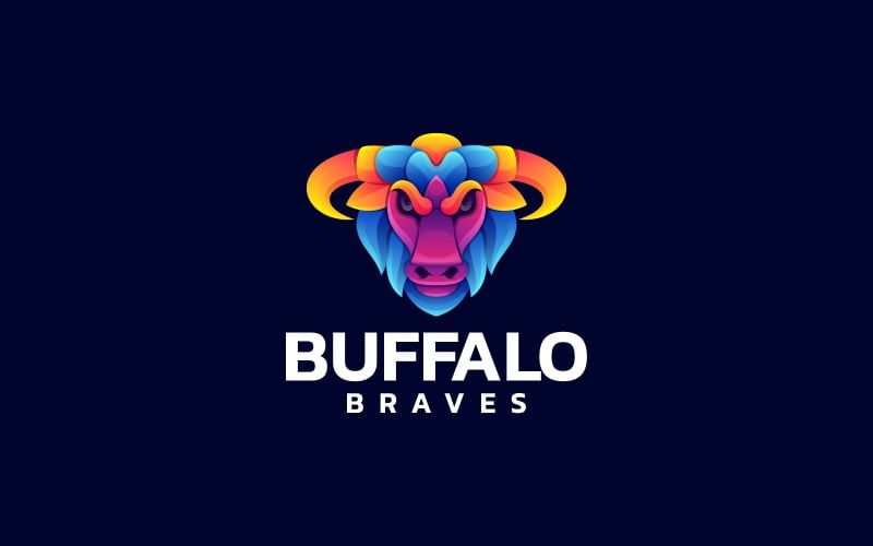 Buffalo Brave Gradient Colorful Logo Logo Template