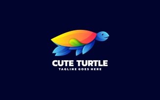 Cute Turtle Gradient Colorful Logo