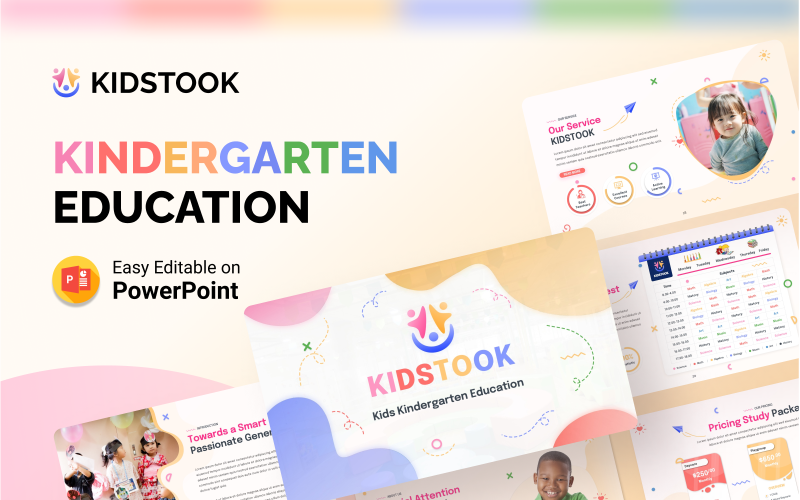 KidsTook – Kids Kindergarten Education PowerPoint Presentation Template PowerPoint Template