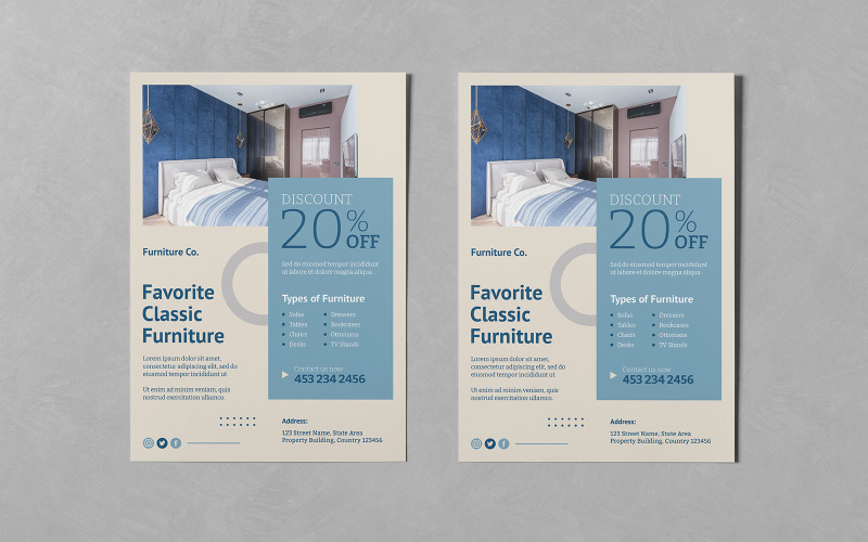 Minimalist Furniture Flyer PSD Templates Corporate Identity