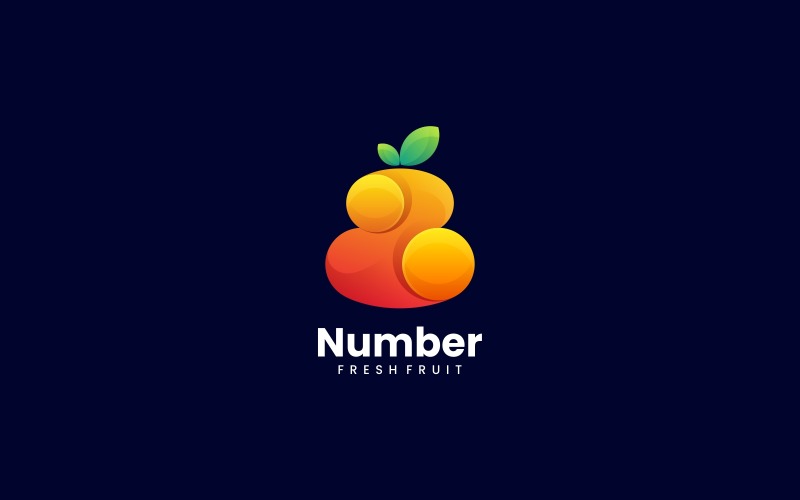 Number Fruit Gradient Logo Logo Template