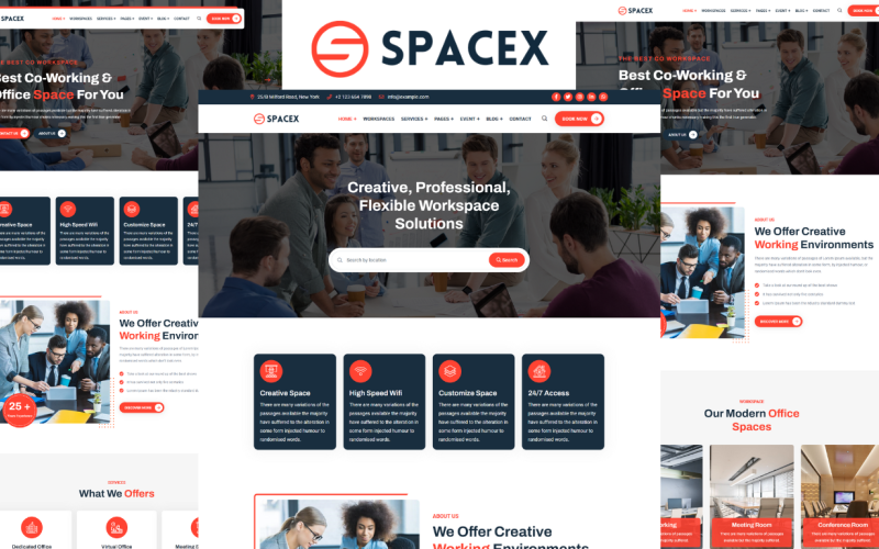 Spacex - Office Rental And Coworking Space HTML5 Template Website Template