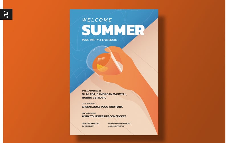 Welcome Summer Flyer Set Template Corporate Identity