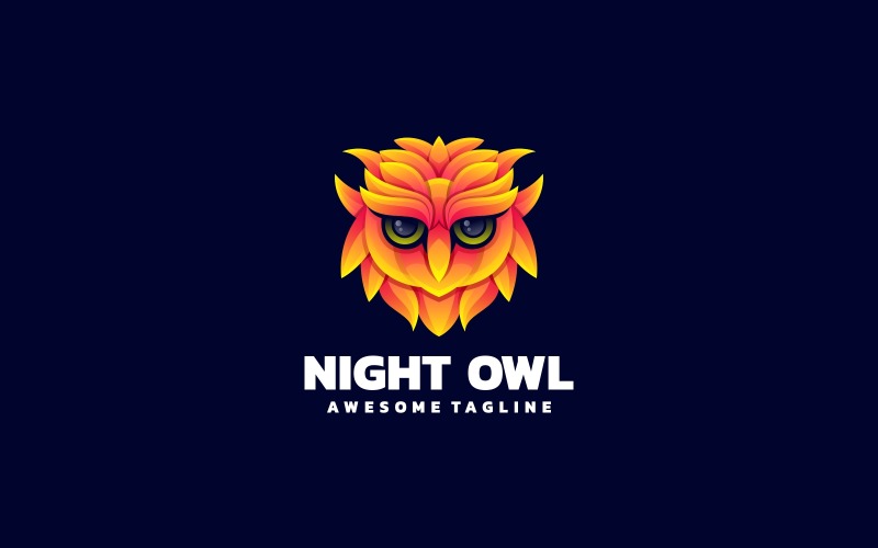 Night Owl Color Gradient Logo Style Logo Template