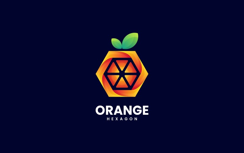 Orange Hexagon Gradient Logo Style Logo Template