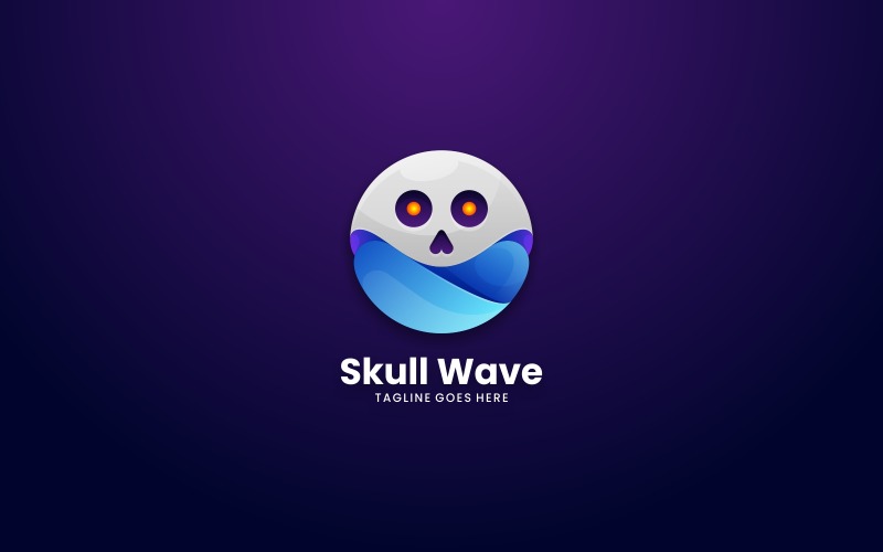 Skull Wave Gradient Logo Style Logo Template