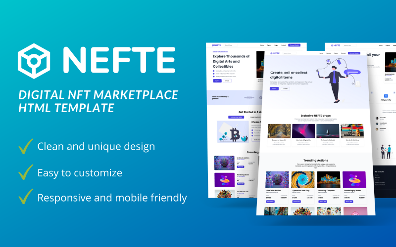 NEFTE - NFT Marketplace HTML5 Template Website Template