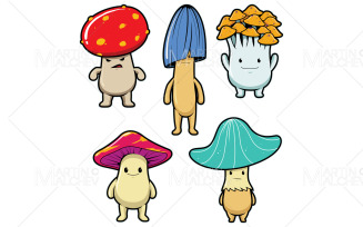 Psilocybin Magic Mushrooms Vector Illustration