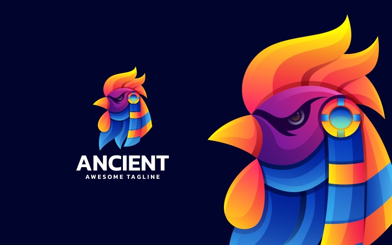 Ancient Rooster Gradient Colorful Logo Logo Template