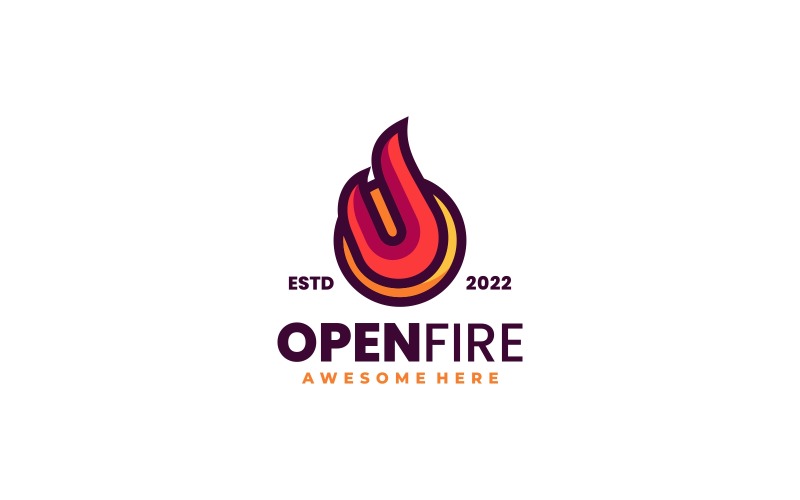 Letter Fire Simple Mascot Logo Logo Template